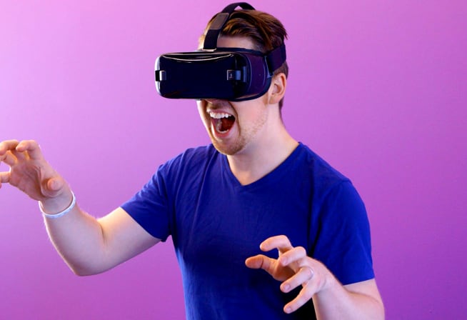 man wearing vr headset